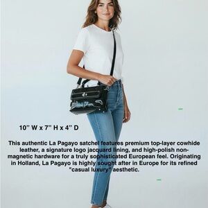 Black Patent Leather Mini Satchel Y2K Top Handle Crossbody Bag La Pagayo Europe